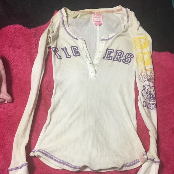 PINK Victoria's Secret Tops - Victoria secret pink lsu long sleeve thermal shirt